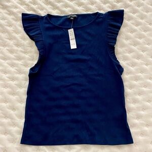 NWT J Crew Ribbed Top Navy Blue L